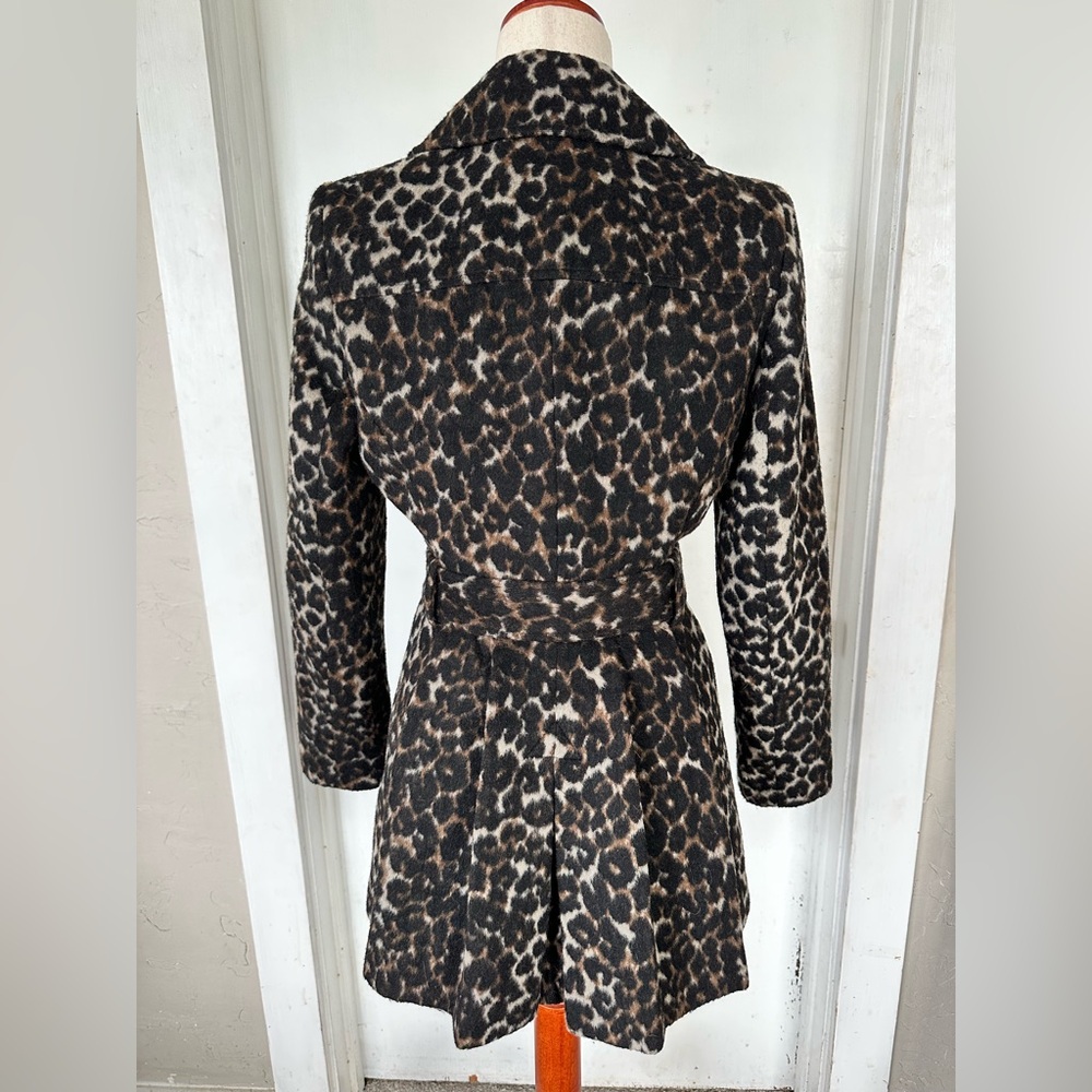 Via Spiga Wool Blend Leopard Animal Print Double Breasted Pea Coat Size 4 - Picture 5 of 9